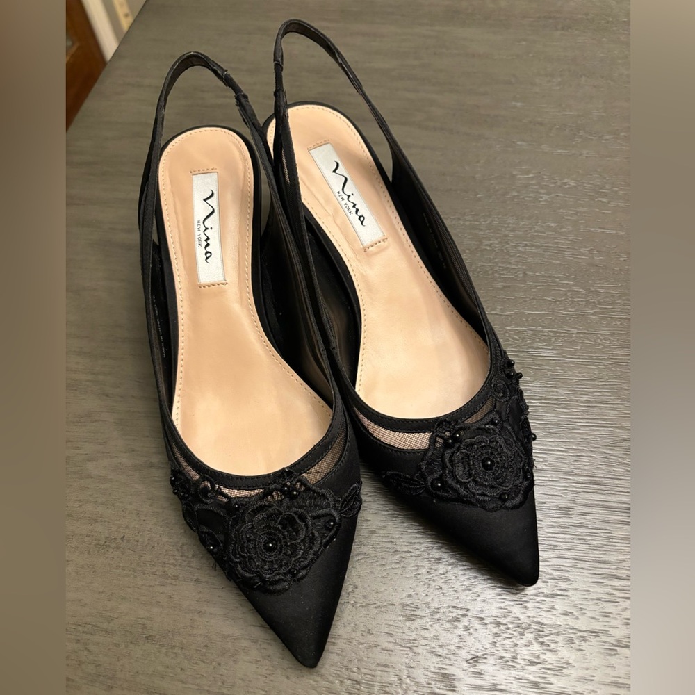 Nina satin sling back heel